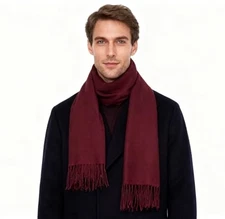 Winter Scarf for Men Women - Soft Warm Cashmere Feel Scarves Medium Brugundy
