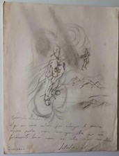 Attributed Salvador Dal&iacute; Surrealist Drawing With Handwritten Letter RARE