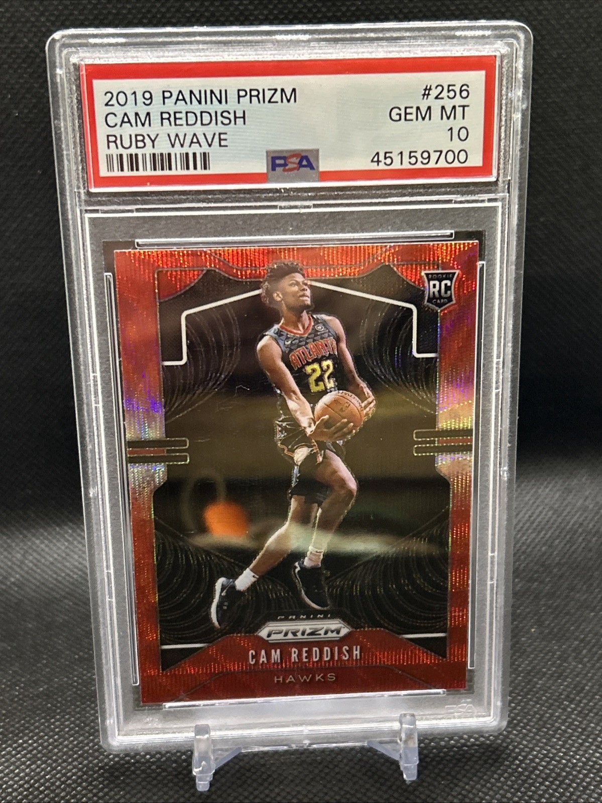 2019 PANINI PRIZM RUBY WAVE #256 CAM REDDISH RC PSA 10 RED ATLANTA HAWKS ROOKIE 