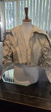 Women s Beige Cropped Nylon Full Zip Jacket L...