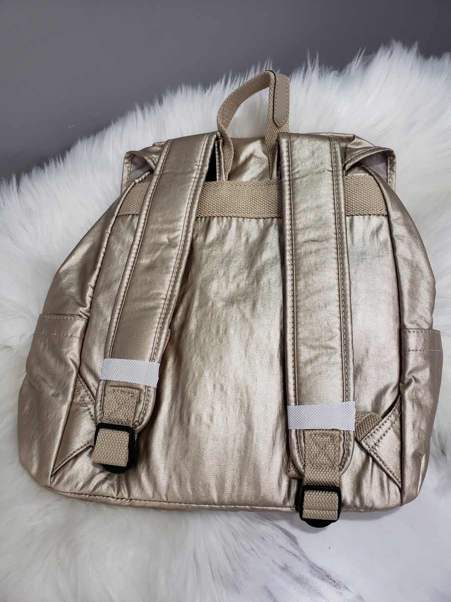 NEW Kipling BP4041 ZAKARIA Backpack‎ Light TOASTY Gold Metallic $114 purse bag Kipling Bp4041 Zakaria Travel Backpack Polyamide Gleaming  main image 2