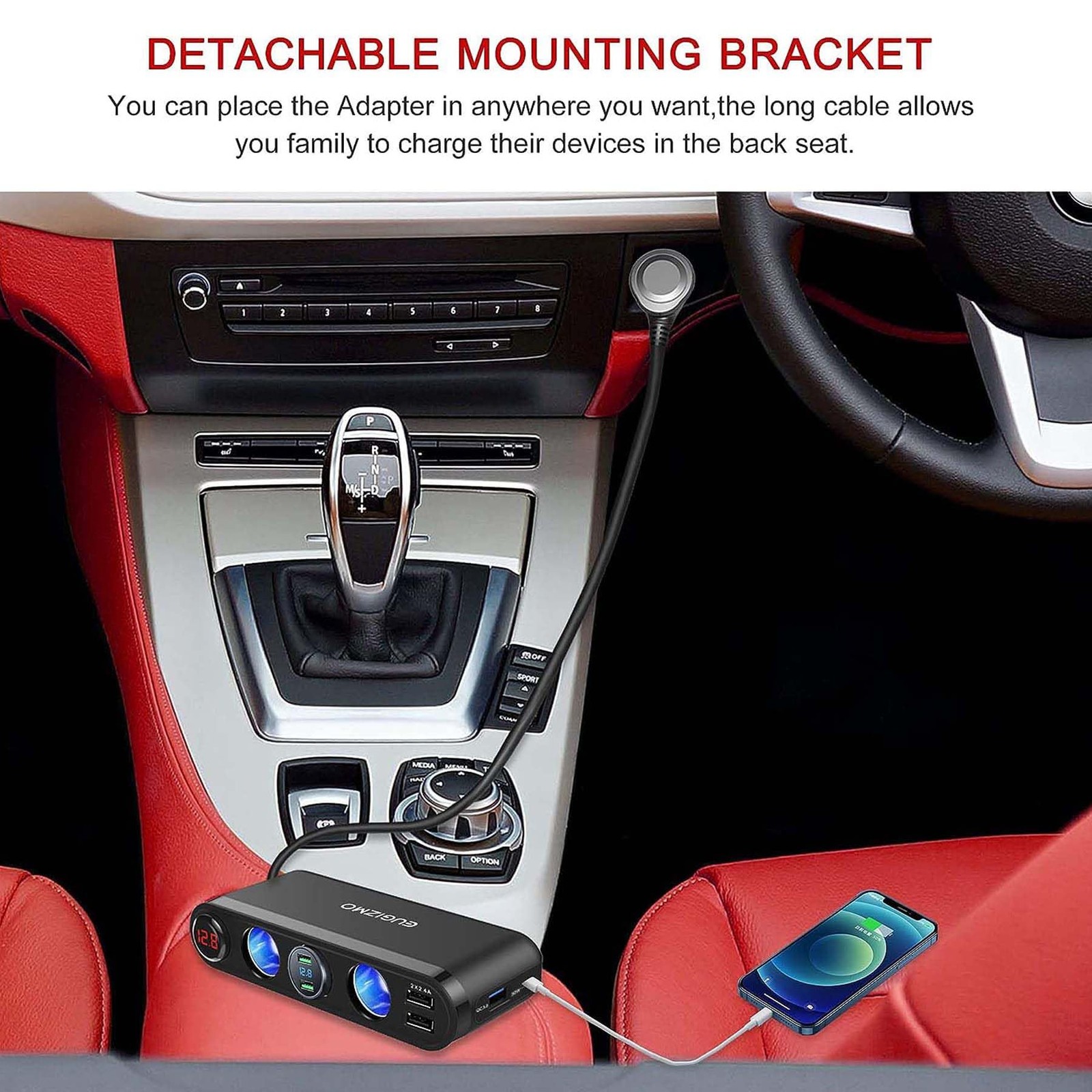 Car Cigarette Lighter Splitter 20W Quick Charge 3.0 3 Socket 12V/24V Adapte