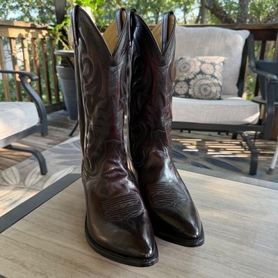 Dan Post Mens Black Cherry Leather Western Cowboy Boots 11 D Pointed Toe NWOB