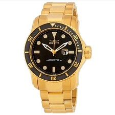 Invicta Men's Pro Diver Black Dial Gold Tone Watch 15351 - NEW