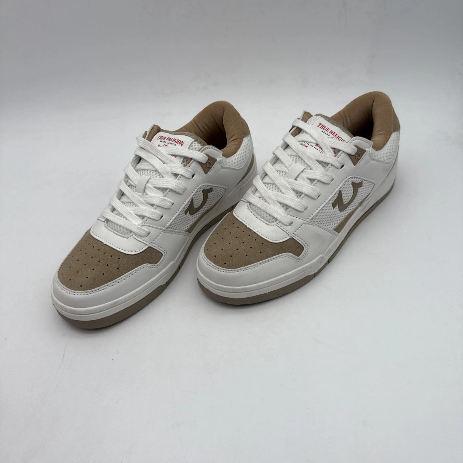 True Religion TR-TRAVIS-S White Tan Colorblock Low Top Sneakers Lace Up -Size 11