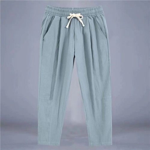 Men’s Cotton Linen Casual Pants Breathable Solid Color Fashion Loose Trousers - Picture 26 of 30