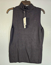 Nordstrom Women s M Black Solid Knit Mock Neck Sleeveless Sweater