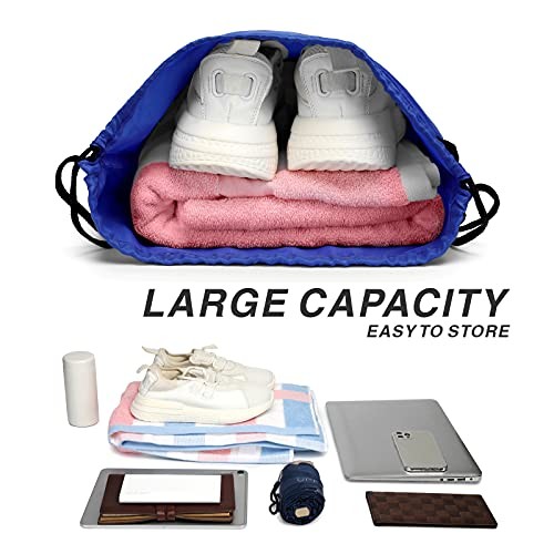Drawstring Backpack Sports Water Resistant String Bag Sport Gym Sackpack Royal - Bild 4 von 6