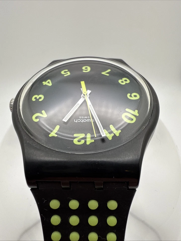 Reloj Swatch Punti Gialli SUOB147 negro y verde neón a lunares | 41 mm nuevo Gent Foto 4 de 4