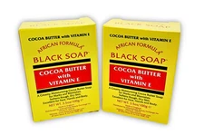 African Formula Black Soap – 2 Pack – Cocoa Butter & Vitamin E – 3.5 oz