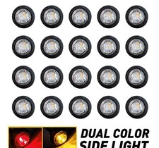 20X Dual Side Color Marker Lights Truck LED Trailer Round 12V Bullet Amber Red