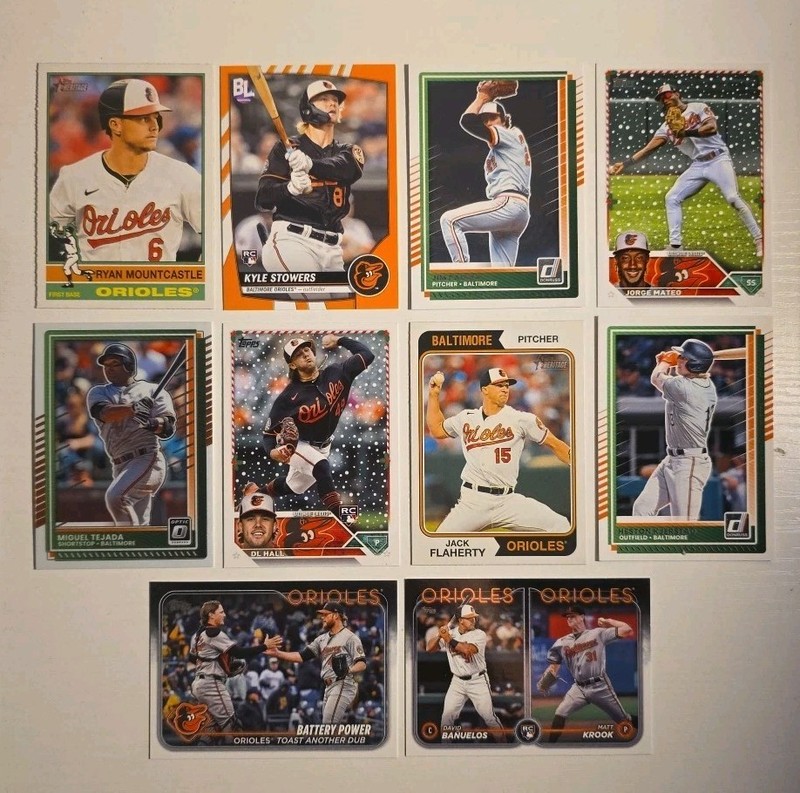 MLB Baltimore Orioles Card Lot Of 10 - Mountcastle, Stowers, Palmer, Mateo, Hall