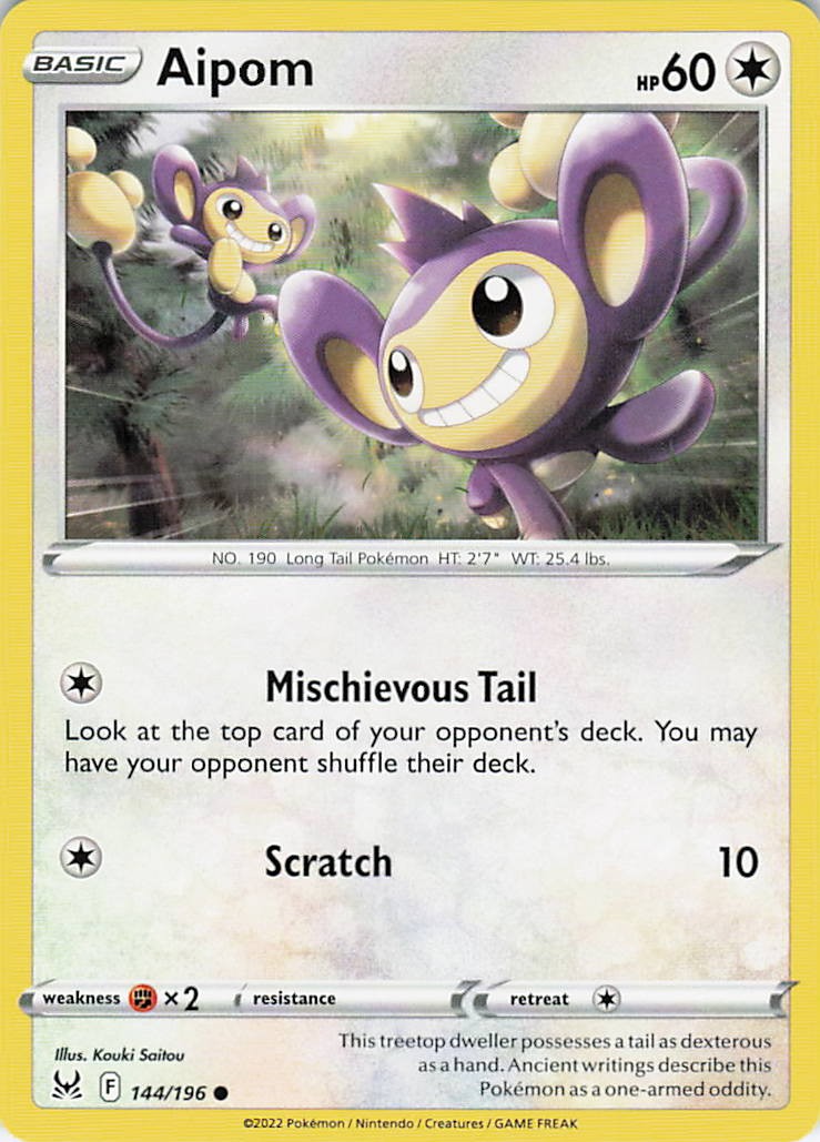 Aipom 144/196 Common Lost Origin Pokemon Near Mint