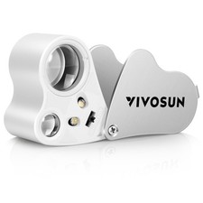 VIVOSUN 30X 60X Illuminated Jewelers Loupe Foldable Magnifier with 46, White