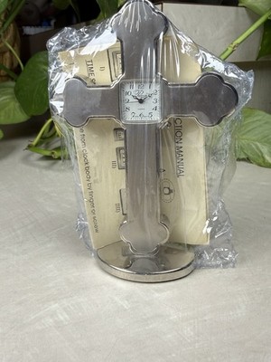 Christian Cross Silver Platinum Metal Desk Gift New 5  Tall