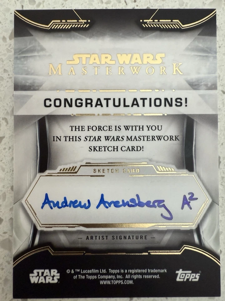Star Wars Masterwork Gold Sketch Card Artist Andrew Arensberg Clone Commander - Image 2 of 2