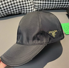 Prada Unisex Classics Logo design Nylon Black baseball cap - M size | Gift
