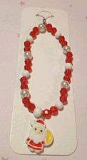 Phone Strap Christmas Xmas Red Santa Clause Handmade Beaded
