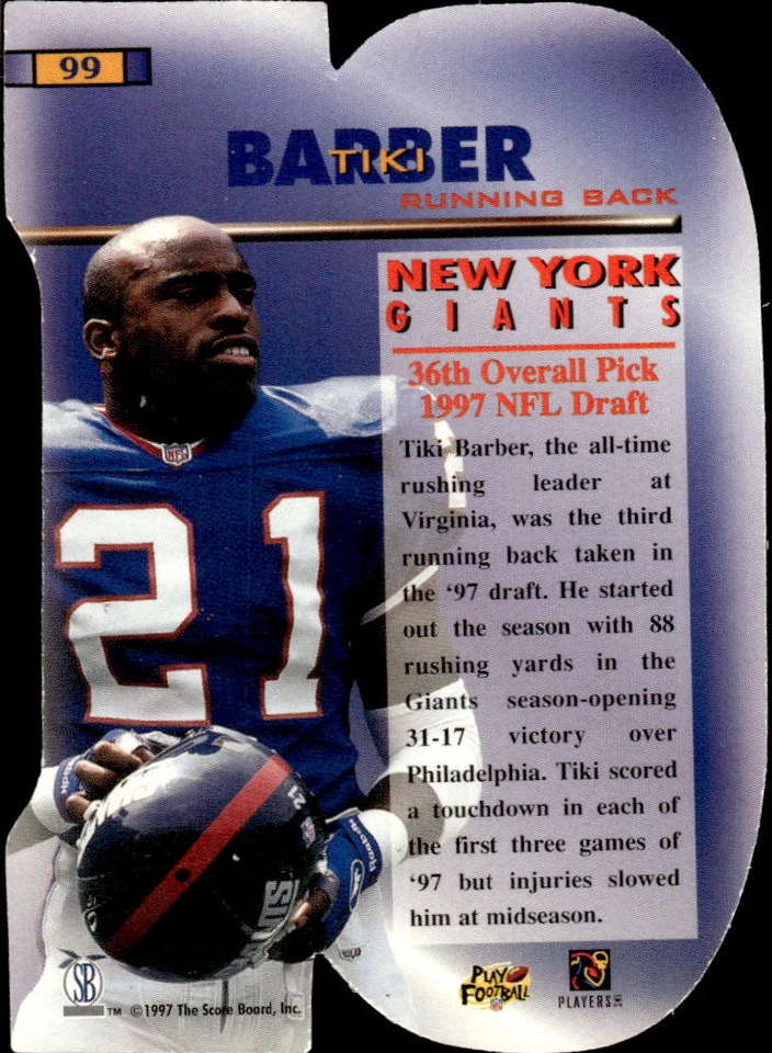 1998 Pro Line DC III #99 Tiki Barber - Image 2 of 2