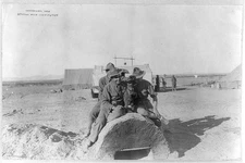 Mexican War,US Army Tent Camp,Mexico,1914,Soldiers atop field oven,baby goat