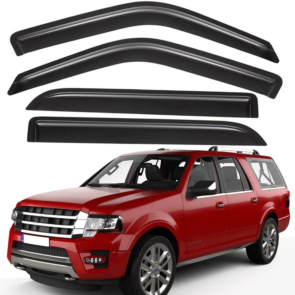 Tape-on Smoke Window Vent Visors Wind Deflectors for 1997-2017 Ford Expedition Foto 3 de 4