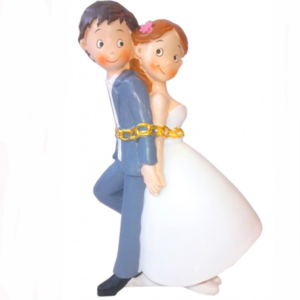 Brautpaar Deko Figur Hochzeit Tortenaufsatz Geldgeschenk Hochzeitsdeko Ketten-image