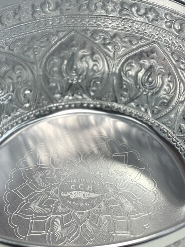 Vintage Style Thai Pattern Embossed Classic Silver Bowl Aluminium Size 20 - 26cm - Picture 47 of 65