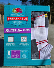 Fruit of the Loom Breathable Micro Mesh Men's Low Cuts Socks  8Prs