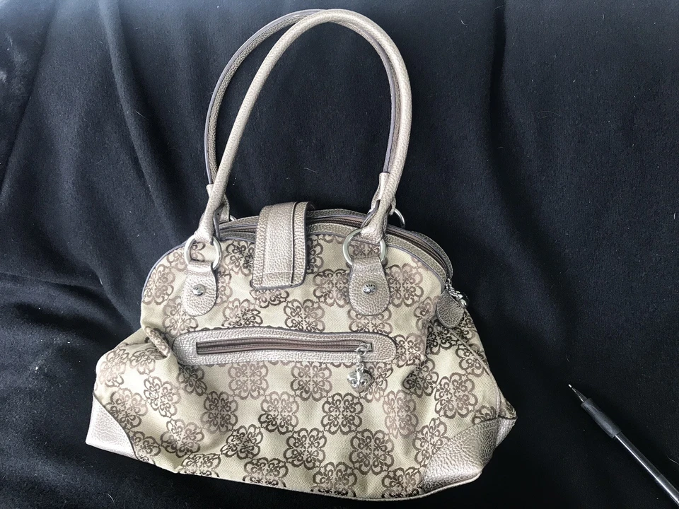 Bolso de mano Kathy Van Zeeland dorado metálico Shopper con llavero ¡Hermoso! Foto 2 de 4