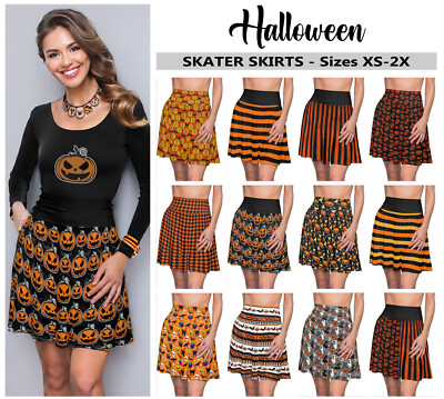 Halloween Skater Skirt #1 Pumpkins, Holiday Fall Fashion Circle Skirt,  Gift