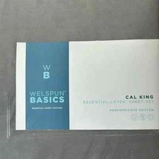 WB WESPUN BASIC BY WELSPUN 100% COTTON California King Sheet Set gunmetal grey