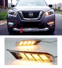 For Nissan Kicks 2017-2020 LED DRL Daytime Running Fog Light  Yellow Turn Lamp