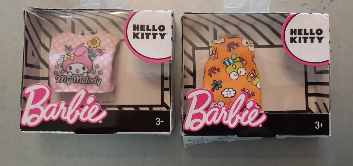BARBIE HELLO KITTY FASHIONS Clothes Lot of Two Shirts NEW