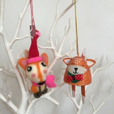 ACCESSORIZE MONSOON ADORABLE FOX CHRISTMAS TREE DECORATIONS 