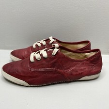 Frye Melanie Leather Sneakers Low Top Lace Up Burnt Red Size 9M