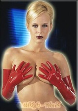 sous-Vêtements - Moulant Latex Gomme Gants Long Rouge