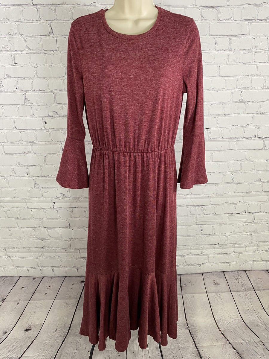 a line drop waist dress Light Pink Long Sleeves Lace Empire Maxi Dress for Women