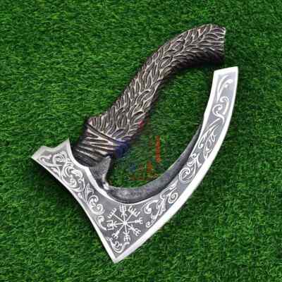 Viking Pizza Axe 12'' Handmade Carbon Steel Blade Ash Wood Handle Sheath