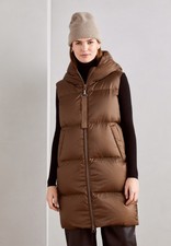 Marc O'polo Brown Down Filling Puffer Vest Gilet With A Drawstring Waist Uk 12
