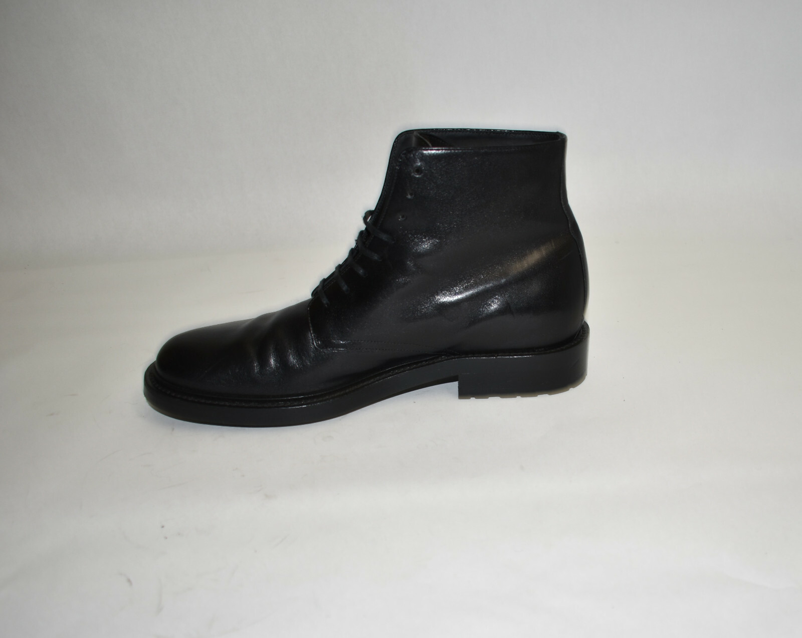 Stivali Saint Laurent esercito allacciati punta liscia nuovi pelle nera 43 EU 10 US $995 DD115