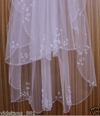 New 2T Ivory/White Elbow Beaded Edge sequins Bridal Wedding  display picture 2