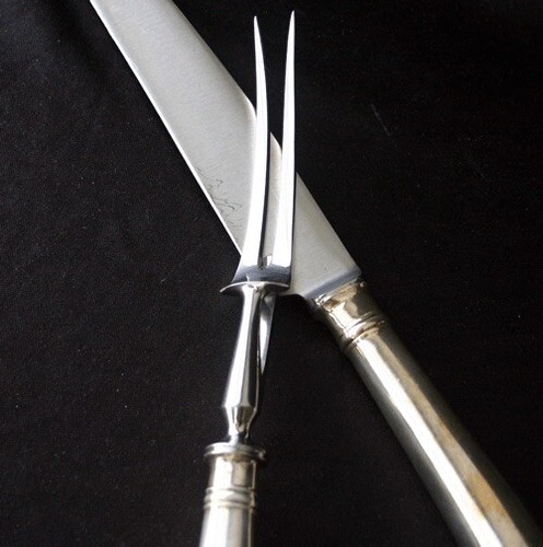 JOHN BIGGIN Ltd. Silverplate Carving Set Left Handled - Picture 2 of 3