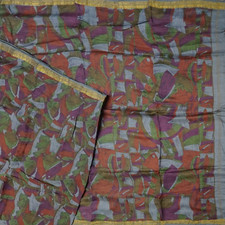 Vintage Multicolor Sarees 100 Pure Silk Printed Zari Border Sari 6YD Fabric