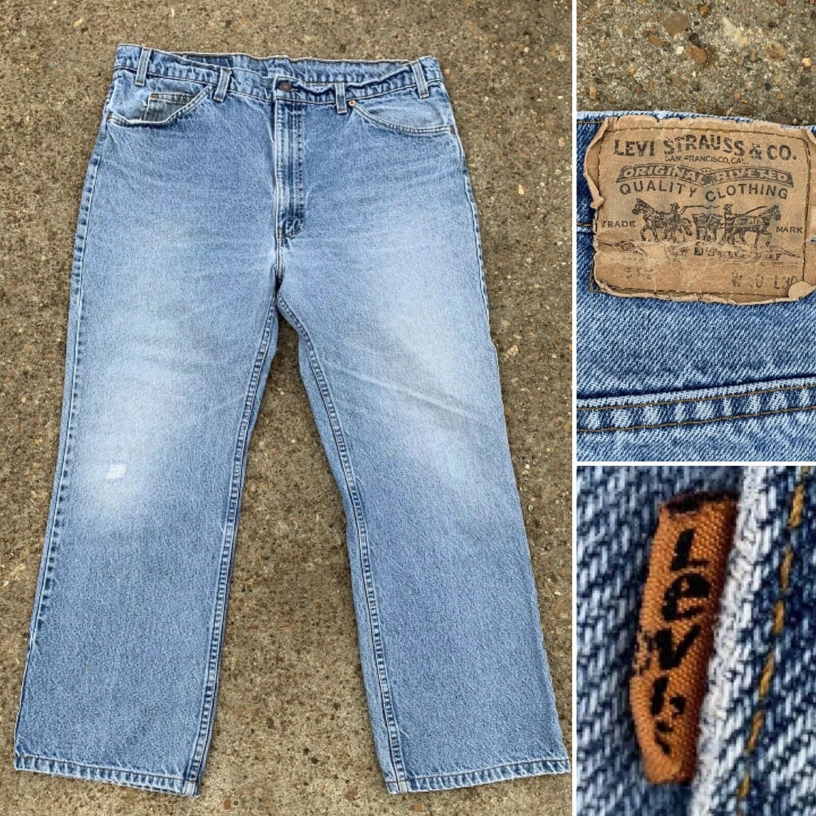 LEVIS 517 - Vtg 70s-80s Bootcut Orange Tab Faded Blue Jeans, Mens 38 x 28