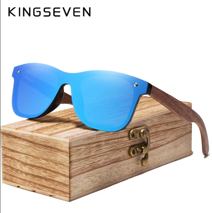 Polarized sunglasses for men and women with stylish walnut-colored lenses