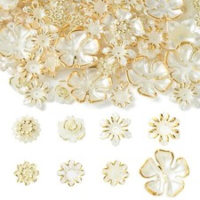 160x Shell White Flowers Beads End Caps for DIY Wedding Favor Jewelry Making