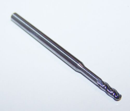 3/32" (.0938") CARBIDE END MILL 4 FLUTE EXTENDED REACH BALL END - 1845-0938.590 - Picture 2 of 2
