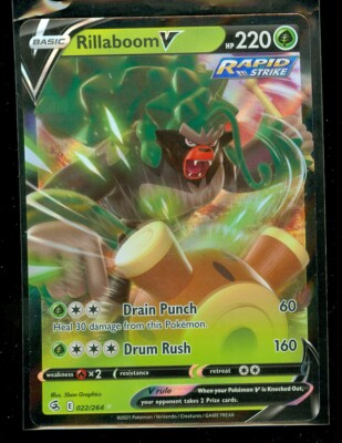 Pokemon RILLABOOM V 022/264 Fusion Strike - ULTRA RARE HOLO - MINT | eBay