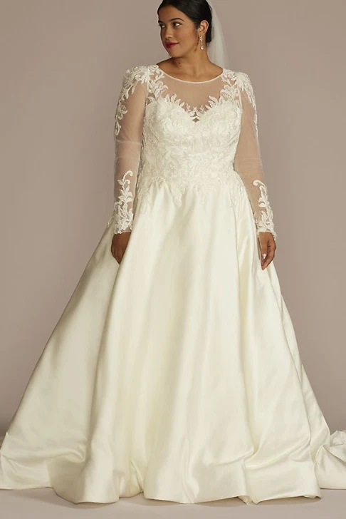 Oleg cassini long sleeve wedding deals dress