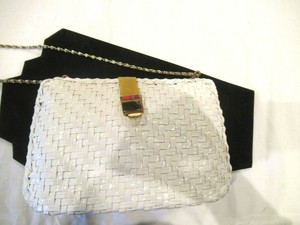 white and gold clutch purse